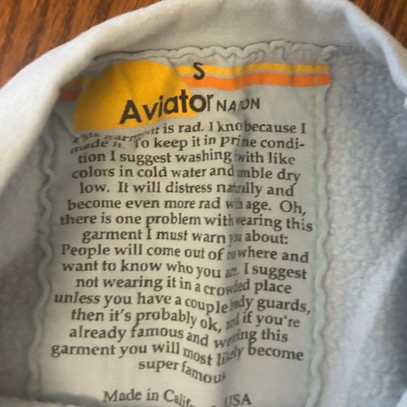 Aviator Nation S Light Blue Cropped Sweatshirt (RARE) - Picture 3 of 3